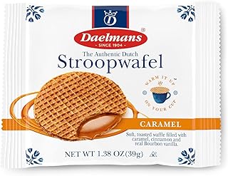 Daelmans Caramel Stroopwafels, Dutch Waffle Cookies - 8 Pack, 1.38 Oz Each | Authentic Made In Holland, 8 Stroopwafels Per Box, Certified Kosher Dairy, Individually Wrapped