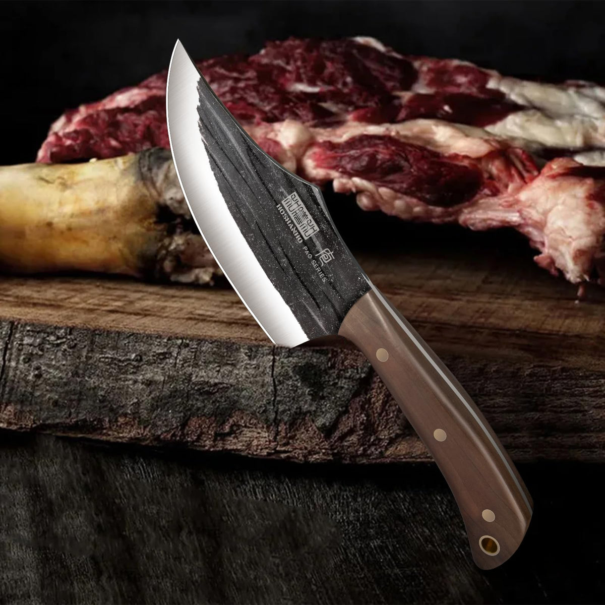 HOSHANHO Butcher Knife Set, High Carbon Stainless Steel, 8 Piece with Roll Bag