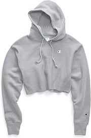 Champion Women's Reverse Weave Cropped Cut-Off Hoodie, Left Chest C