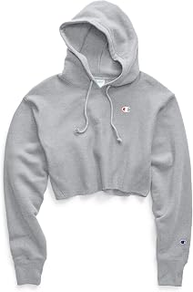 Champion Women's Reverse Weave Cropped Cut-Off Hoodie, Left Chest C