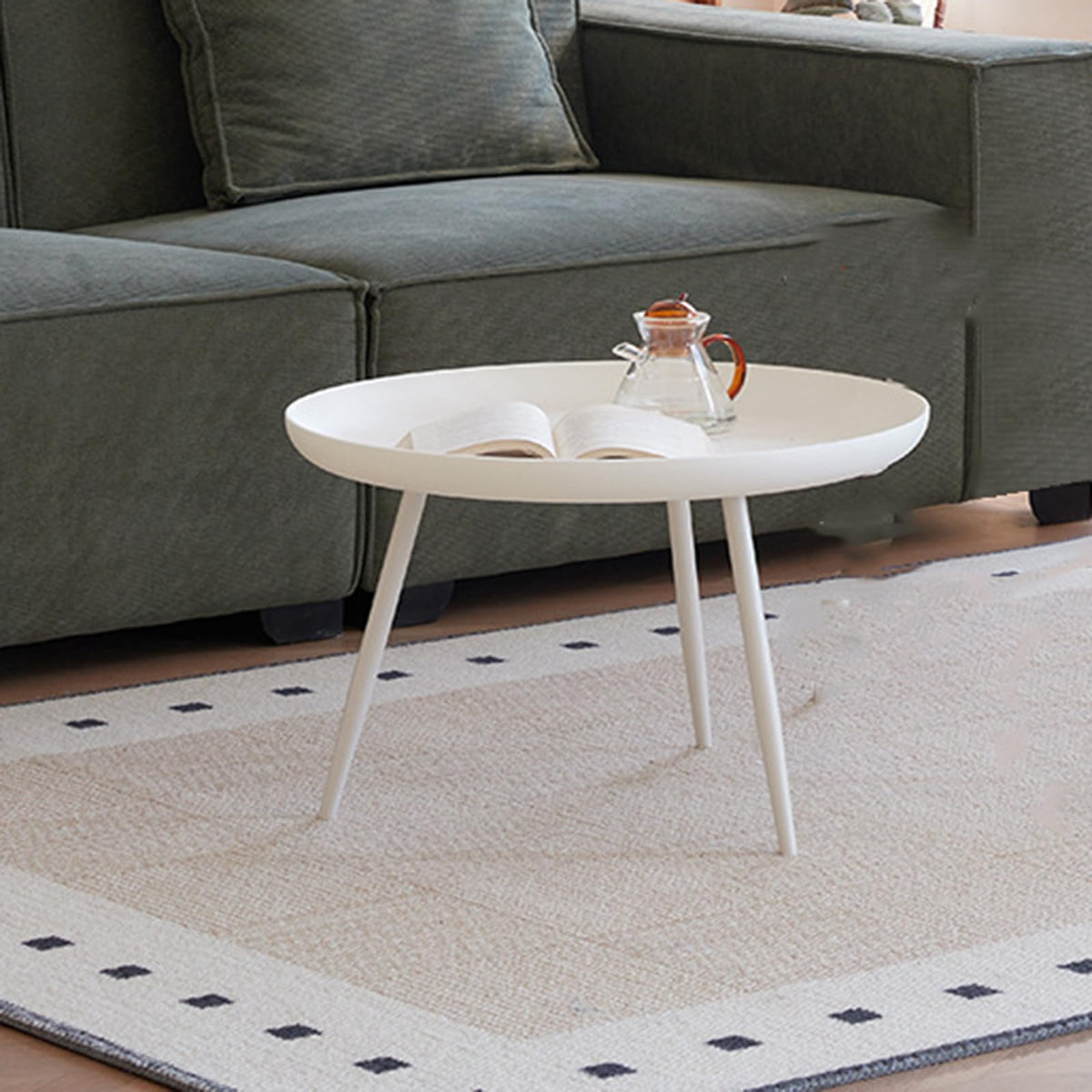 Circular Upright Sofa Side Table Minimalist Living Room Mesa Auxiliar Table Movable Short Nightstands by HYueaph – 60cm×60cm×40cm, Plastic, Black, Model luu038