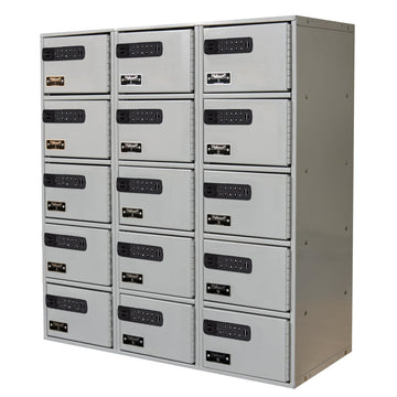 Cell Phone/Tablet Locker, Height 30.5 in, Width 27 in, Color Gray, Model# UCTL392(30)-5A-E-PL by Hallowell – Small, Alloy Steel, Light Gray, Model 4402373