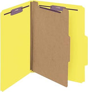 SMEAD Pressboard Classification File Folder with SafeSHIELD Fasteners, 1 Divider, 2" Expansion, Letter Size, Yellow (13734), (Pack of 5, 50 Count Total)