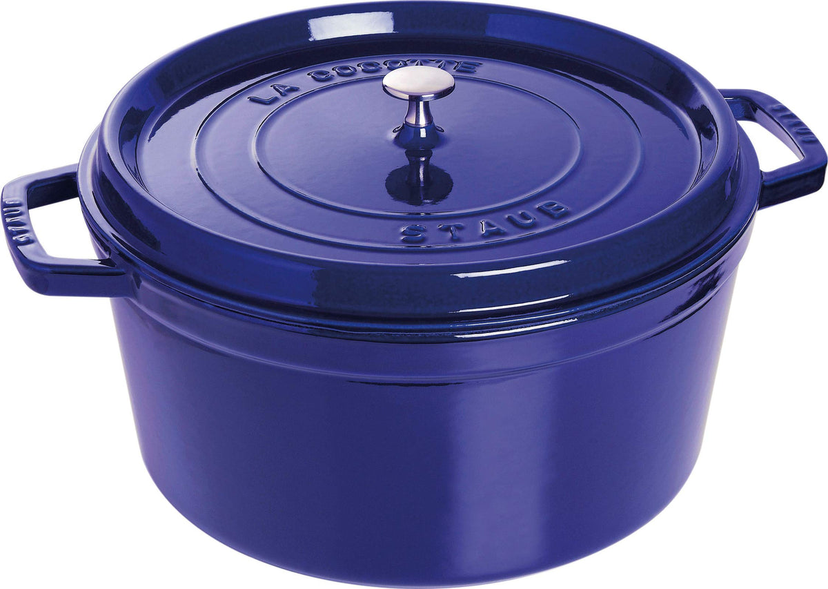 Cocotte Round 30cm Dark Blue by STAUB – 30cm, 8.35 liters, Cast Iron, Blue, Model 1004303
