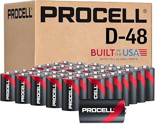 PROCELL D Cell Alkaline Batteries, 1.5V, 48 Pack for Professional Devices | Duracell professional line; 10-year shelf life; made in USA; bulk supply for facility, maintenance and procurement teams