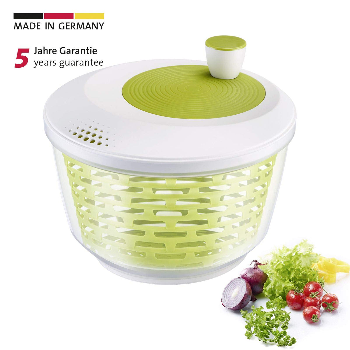 Spinderella Salad Spinner by Westmark – 4.4 l, Plastic, Apple Green, Non-slip, Model 243022EA