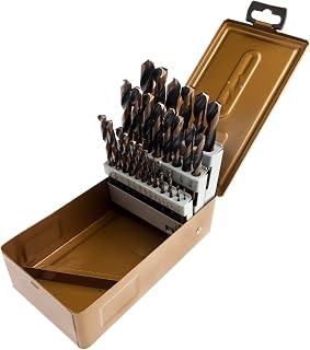 Forney 70720 Industrial Black and Gold 135 Degree Split Point Drill Bit Set with 1/16-Inch Through 1/2-Inch by 64, Black and Gold