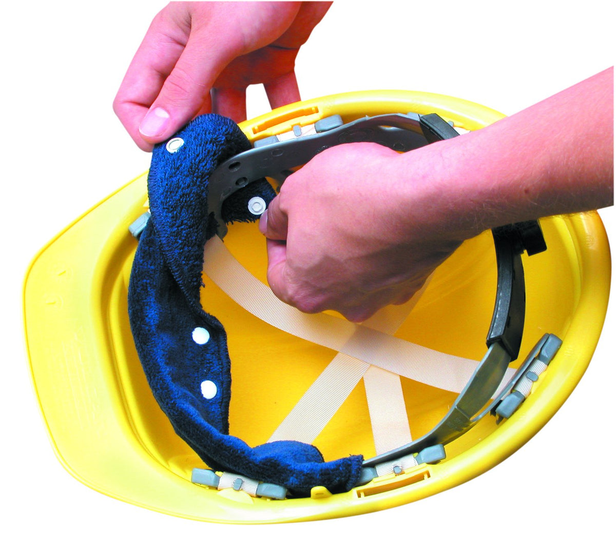 Terry Topper Snap-On Hard Hat Sweatband by OccuNomix – 1 Pack, Cotton, Navy, Model 870-01