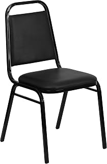 Flash Furniture Hercules Trapezoidal Back Stackable Banquet Chair, Black | Black Frame, Vinyl Upholstery