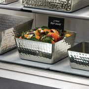 Stainless Steel Hammered Square Bowl by American Metalcraft – 5"SQ X 2-3/4"H, 30.0 ounces, Stainless Steel, Silver, Model SSQH53