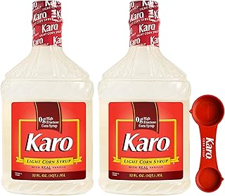 Light Corn Syrup with Real Vanilla, 32 Ounce Bottle (Pack of 2) Includes Karo Measuring Spoon
