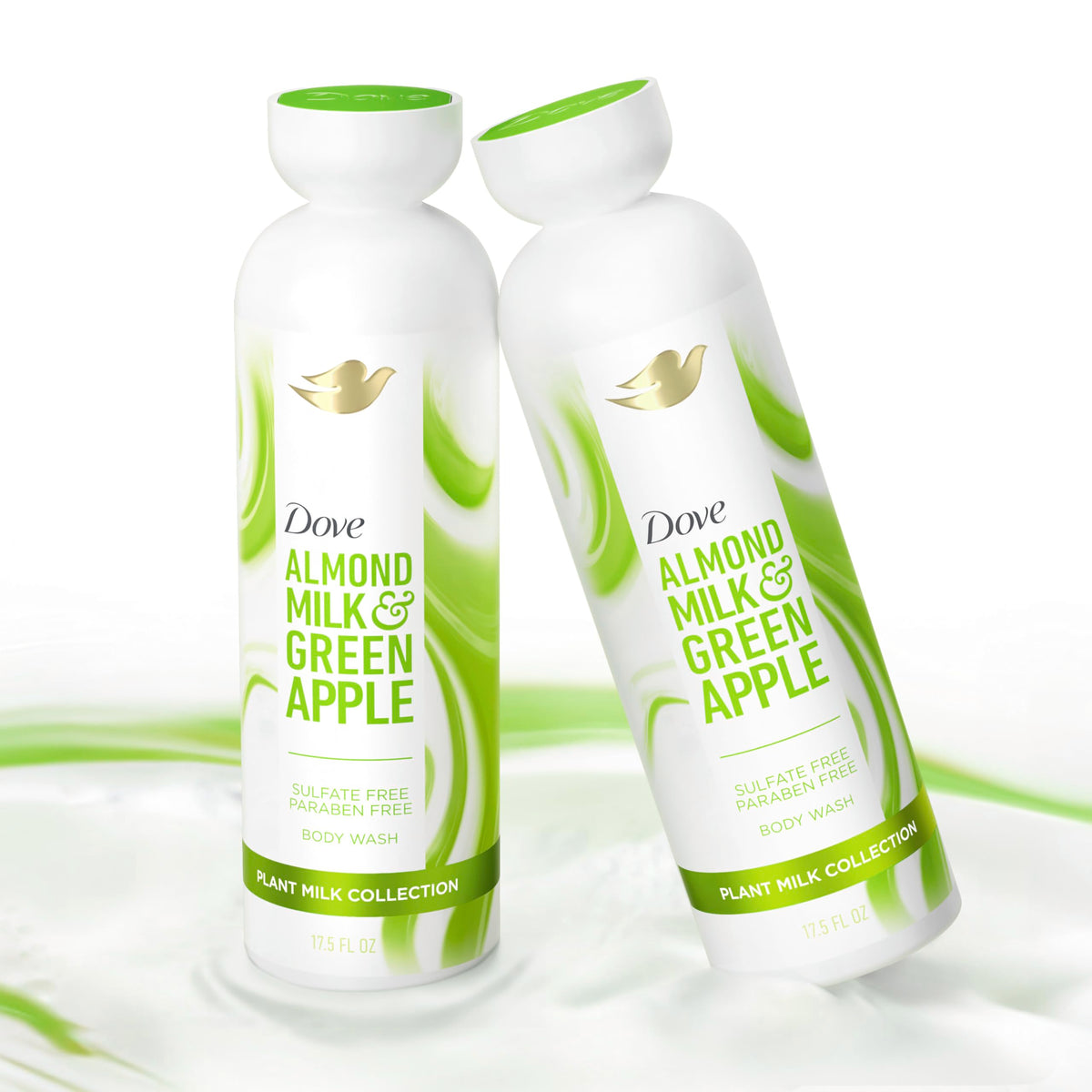 Dove 17.5 Fl Oz (Pack of 4) / White / Almond Milk & Green Apple Body Washes