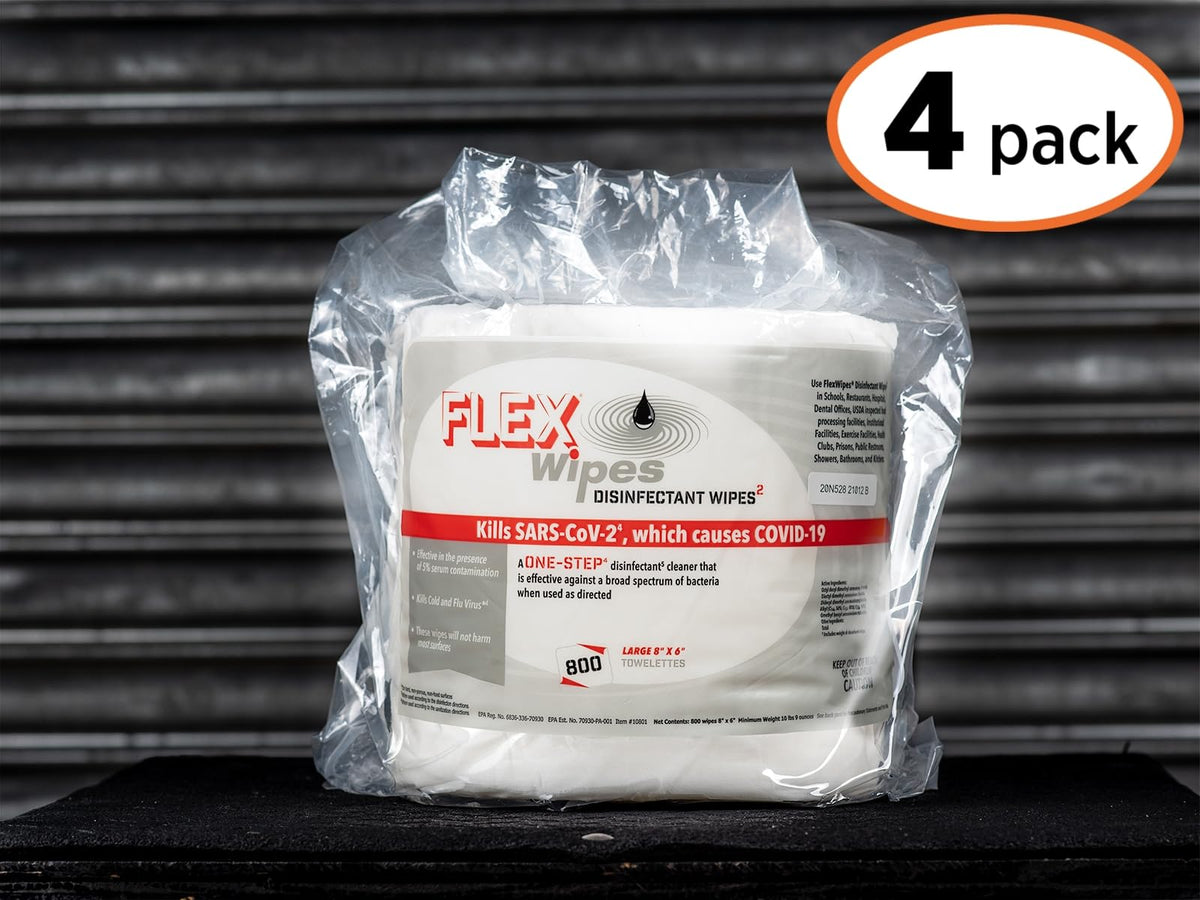 Flex Wipes 10802 Disinfecting Wipes – 4 Rolls Per Case; 8" x 6" Wipe in Rolls of 800
