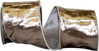 Reliant Ribbon Designer Plush Velvet Elite Wired Edge Ribbon, 4 Inch X 5 Yards, Platinum