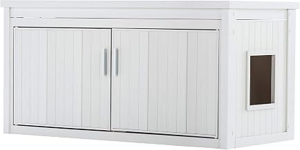New Age Pet LitterLoo Bench Cat Litter Box Cover - Non-Toxic ECOFLEX - Odor & Moisture Resistant - Multiple Cats & Automatic Litter Boxes - 10yr Warranty, White