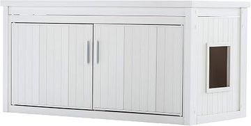 New Age Pet LitterLoo Bench Cat Litter Box Cover - Non-Toxic ECOFLEX - Odor & Moisture Resistant - Multiple Cats & Automatic Litter Boxes - 10yr Warranty, White