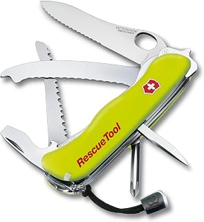 Victorinox Rescue Tool 15 Function Swiss Knife Including Glass Cutter Saw and Glass Breaker Fluorescent Yellow