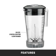 Waring 64 Ounce Copolyester Jar / Black / MX1100XTX - Copolyester 64 Ounce Container Countertop Blenders