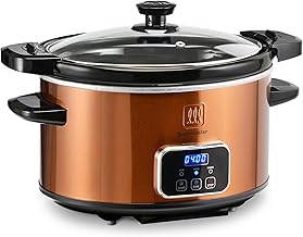 Toastmaster 4-Quart Digital Slow Cooker with Locking Lid, Copper | Digital Food Warmer for Dips, Soups, Parties & Meal Prep with Locking Lid, 4-Quart Slow Cooker for Parties at Home