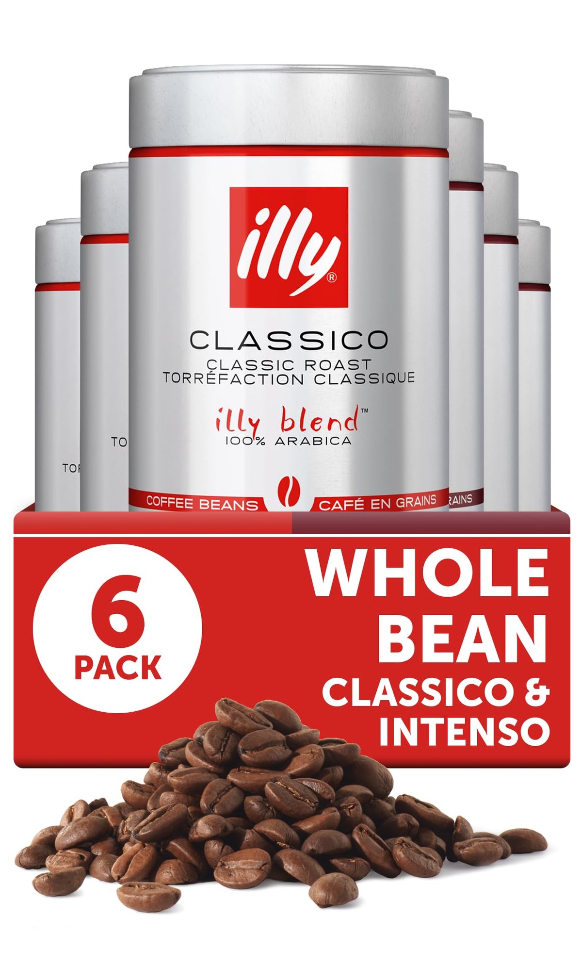 illy Classico/Intenso / 8.8 Ounce (Pack of 6) / Whole Bean Coffee