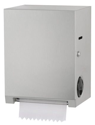 Stainless Steel Surface-Mounted Roll Paper Towel Dispenser by Bobrick – 9" Length, 15" Height, 11-3/4" Width, Stainless Steel, Satin Finish, Model 2860