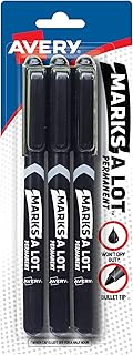 Avery Marks-A-Lot Permanent Markers, Pen-Style Size, Bullet Tip, Water and Wear Resistant, 3 Black Markers (29837)