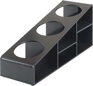 Winco Black Condiment Plastic Organizer, 3-Compartments | Dishwasher safe, BPA-free, 6 compartments, Condiment storage, Great for Sauces, Dressings, Condiments and Prep Stations