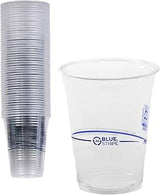 ECO PRODUCTS BlueStripe Disposable Recycled Cold Cups, 16 oz, 50 Count | Eco-Friendly Cold Drink Cups, Clear Recycled PET Plastic, To-Go Beverage Cups For Water, Juice, Smoothies, Iced Coffee