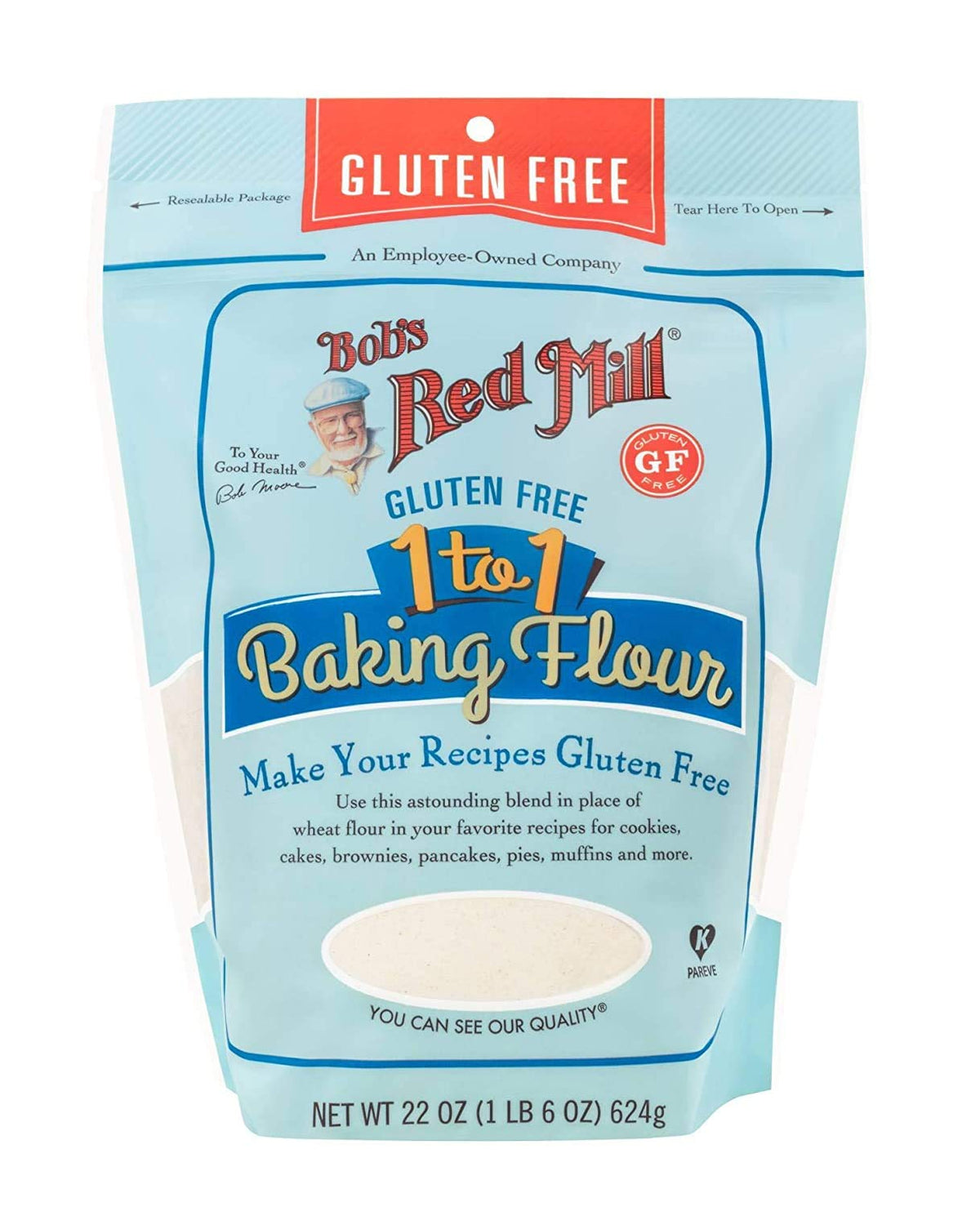 Bob's Red Mill 22 Ounce (Pack of 2) / Resealable / 2 Wheat Flours & Meals