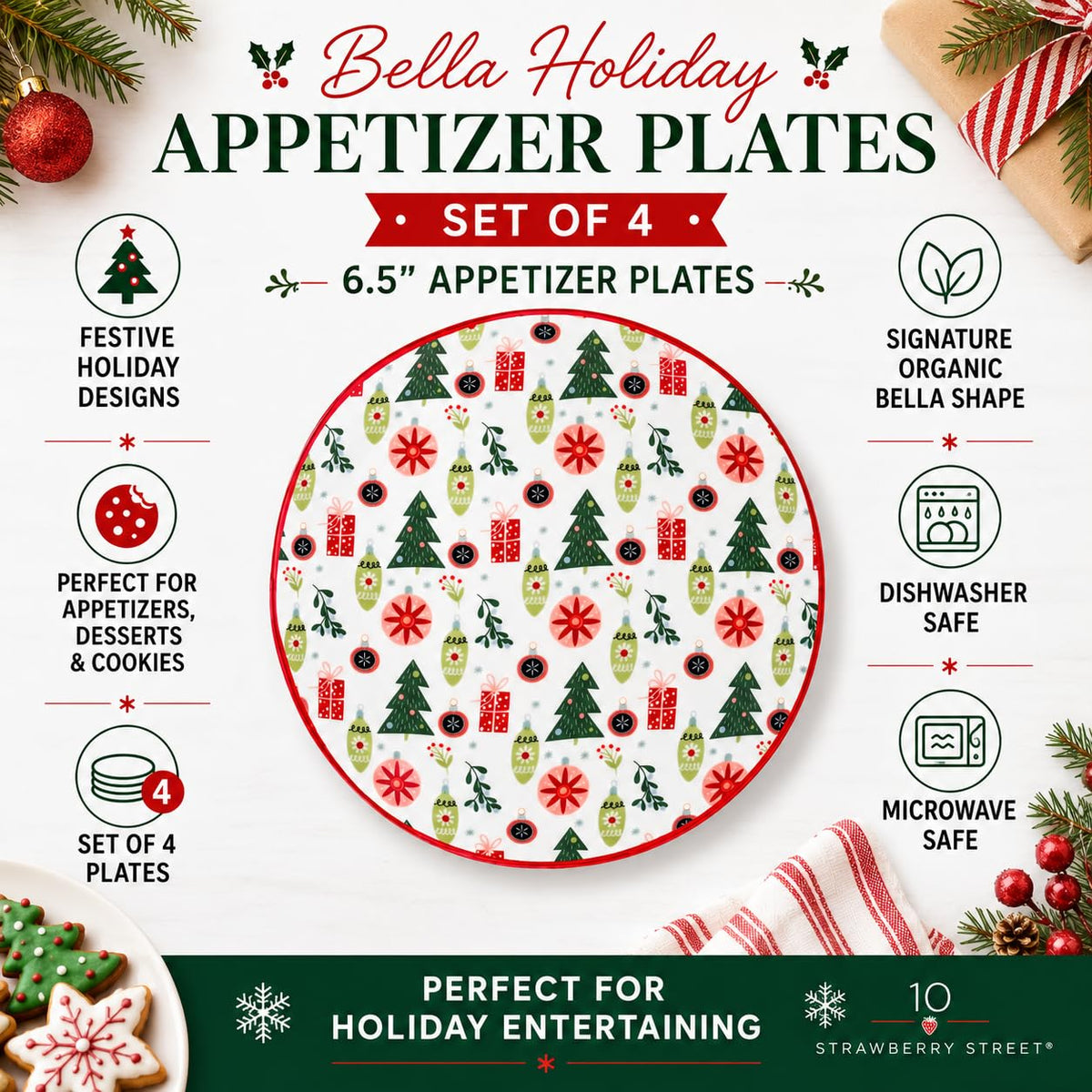 10 Strawberry Street Retro Bauble White / 6" / Retro Appetizer Plates