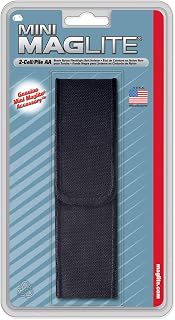 Black Nylon Full Flap Holster for Mini Maglite AA Flashlights
