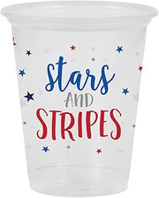 Creative Converting Stars and Stripes Plastic Cups, 16 ounces, Red, White and Blue