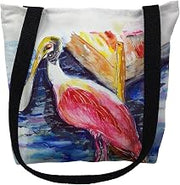 Betsydrake TY067S 13 x 13 in. Spoonbill Tote Bag - Small Black
