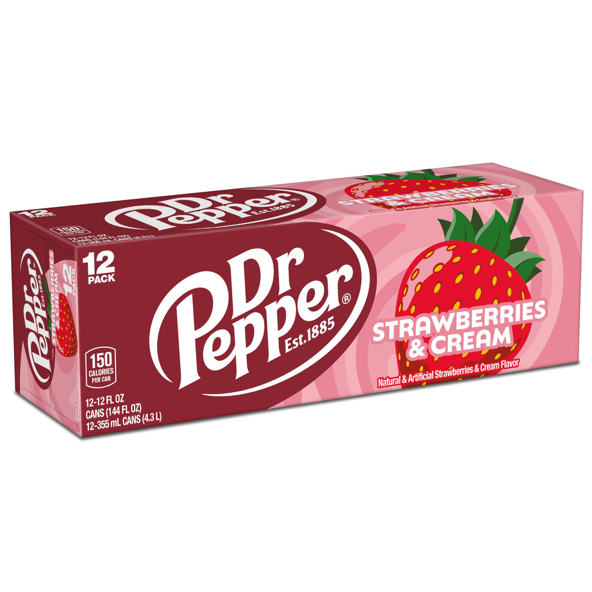 Strawberries and Cream Soda by Dr Pepper – 12 Fl Oz (Pack of 12), Pack of 12, Model DRPSC