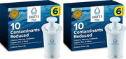 Brita Plus Water Filter, BPA-Free, High-Density Replacement Filter for Pitchers and Dispensers, Reduces 2x Contaminants*, Lasts Two Months or 40 Gallons, Includes 6 Filters (Pack of 2)