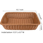 Yarlung Woven Serving Basket, Polypropylene Rectangular Tray, Brown 2 Pack