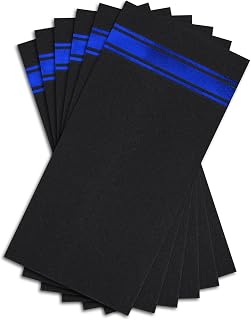 Shiny Dark Blue on Black Disposable Dinner Napkins, Linen-like Feel, Soft Fluff Pulp Paper - 50 Pack, 8.5" x 4" - Style Name: Bold Bliss