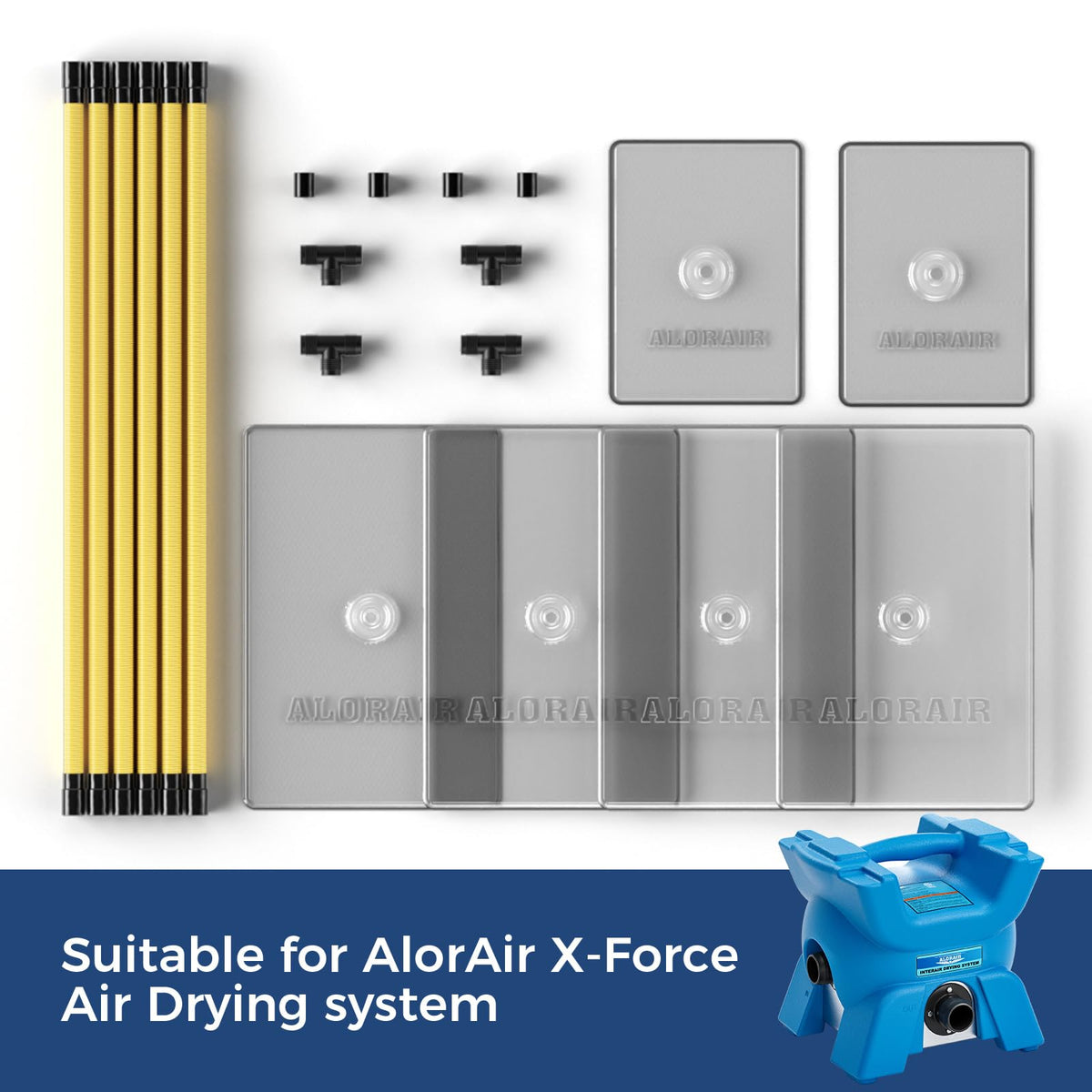 Air Drying System Mat X-Force Rescue Mat for Efficient Floor Drying by ALORAIR – 13.9×13.3×12.2 in, 50.0 pints, blue, Model X Force Mat system