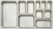 Half Size Silver Metal Steam Pan by Winco – 4" Deep, 9.22 quarts, Stainless Steel, Silver, Pack of 24