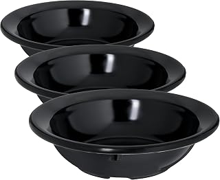 Carlisle FoodService Products Dallas Ware Fruit Bowl, Heavy Duty Melamine Dish for Serving, 3.5 Oz, 1 Count, Black (Pack of 3)