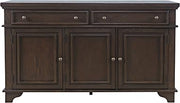 Jofran Brentwood 60" Modern Transitional Three Door Sideboard Storage Cabinet,Dark Brown