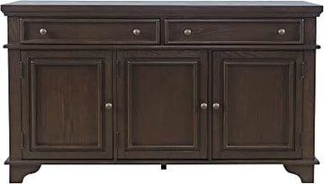 Jofran Brentwood 60" Modern Transitional Three Door Sideboard Storage Cabinet,Dark Brown