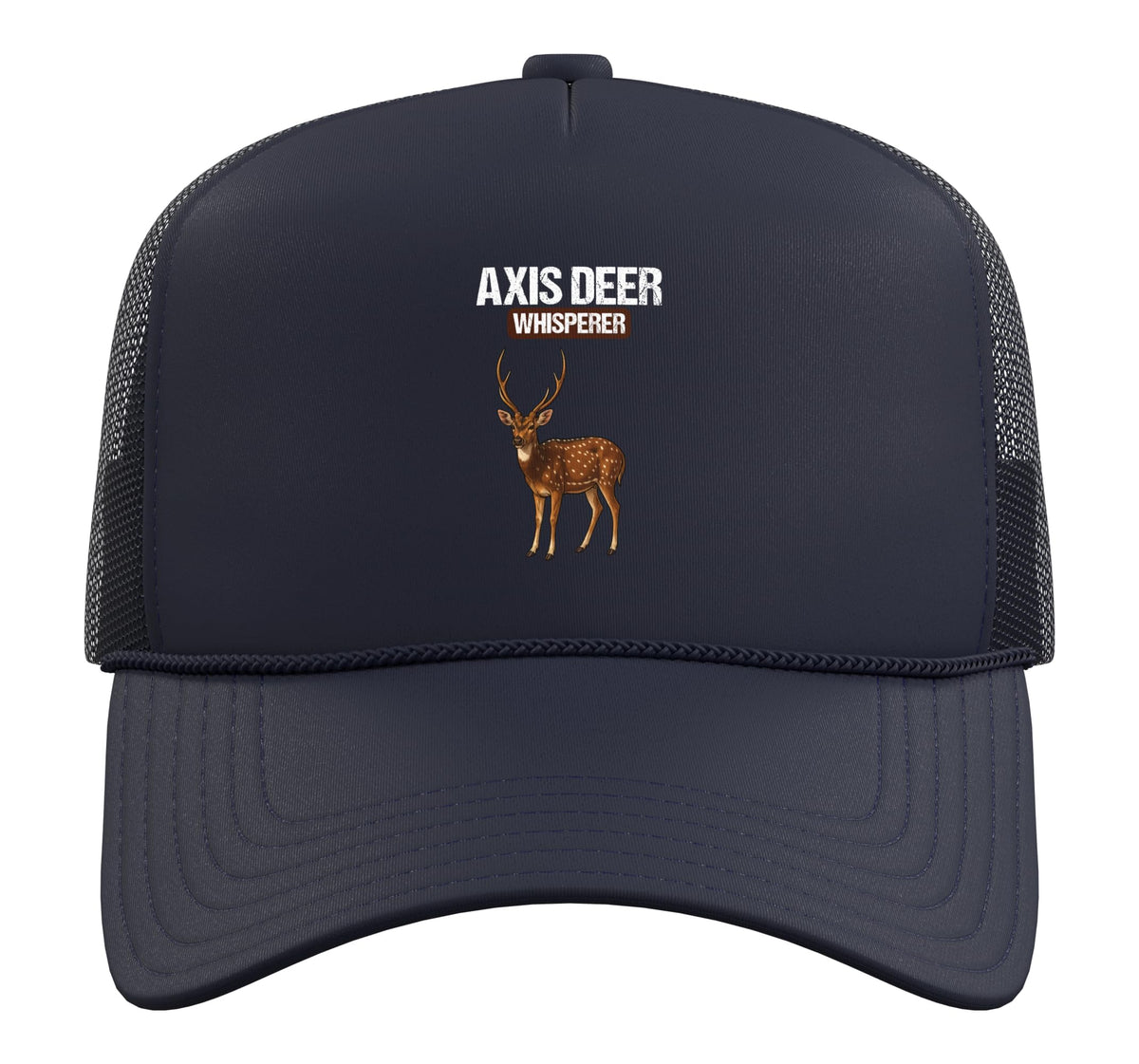 Chital Axis Deer Trucker Hat with Adjustable Mesh Back by Chital Axis Deer Lovers Shop – Polyester, Navy Blue