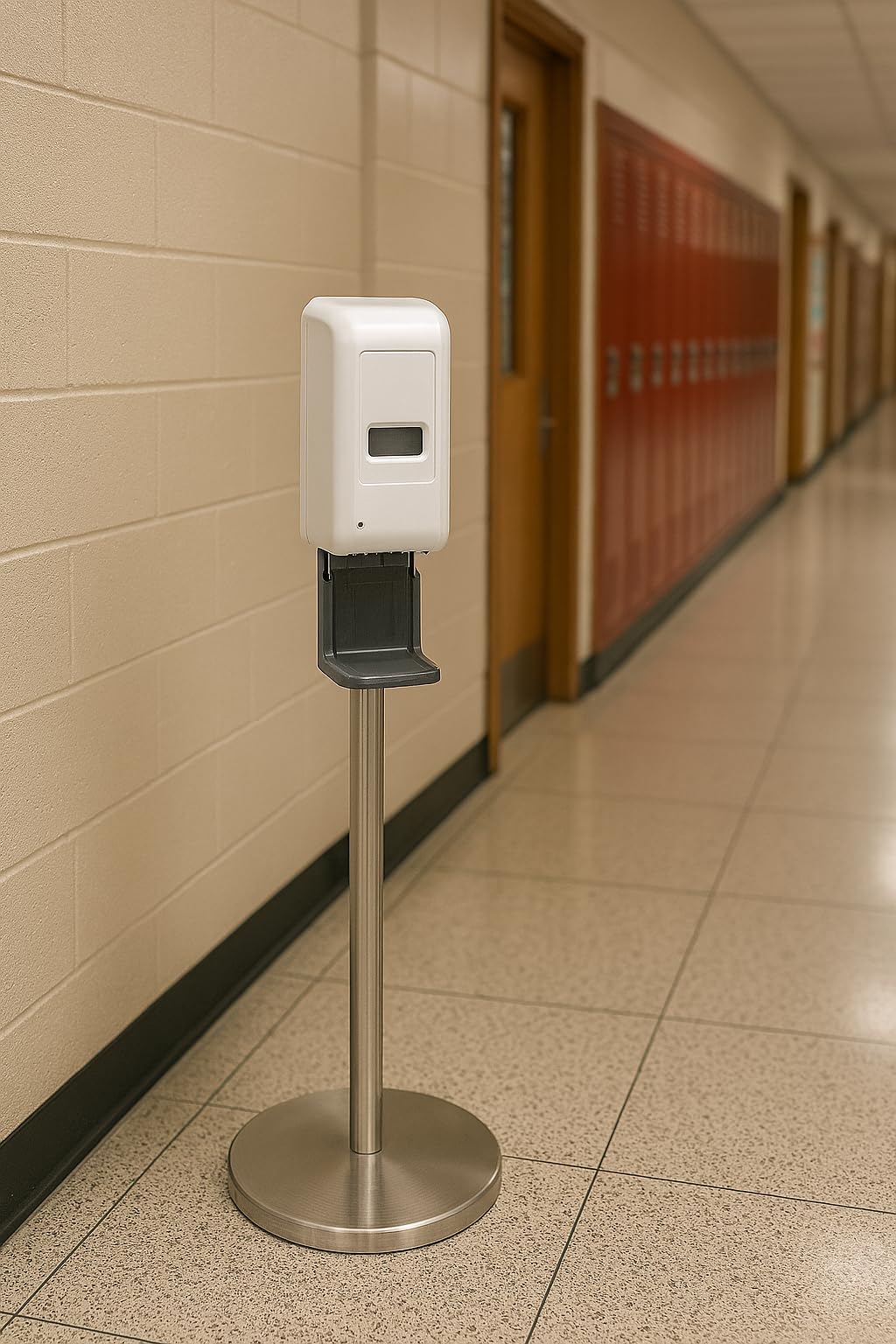 Floor Standing Hand Soap Dispenser by HUBERT – Plastic, White, Model 699whitestand