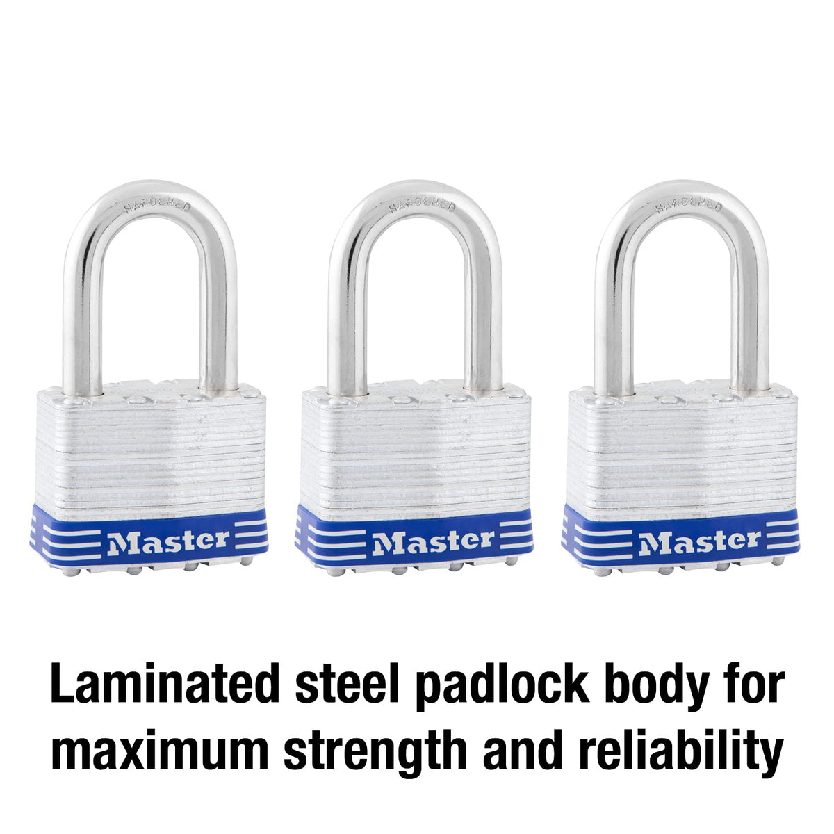 5TRILFPF Outdoor Padlock with Key by Master Lock – 3 Pack, Alloy Steel, Silver, Pack of 3
