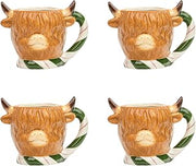 10 Strawberry Street Highland Christmas Cow Mug, Set of 4