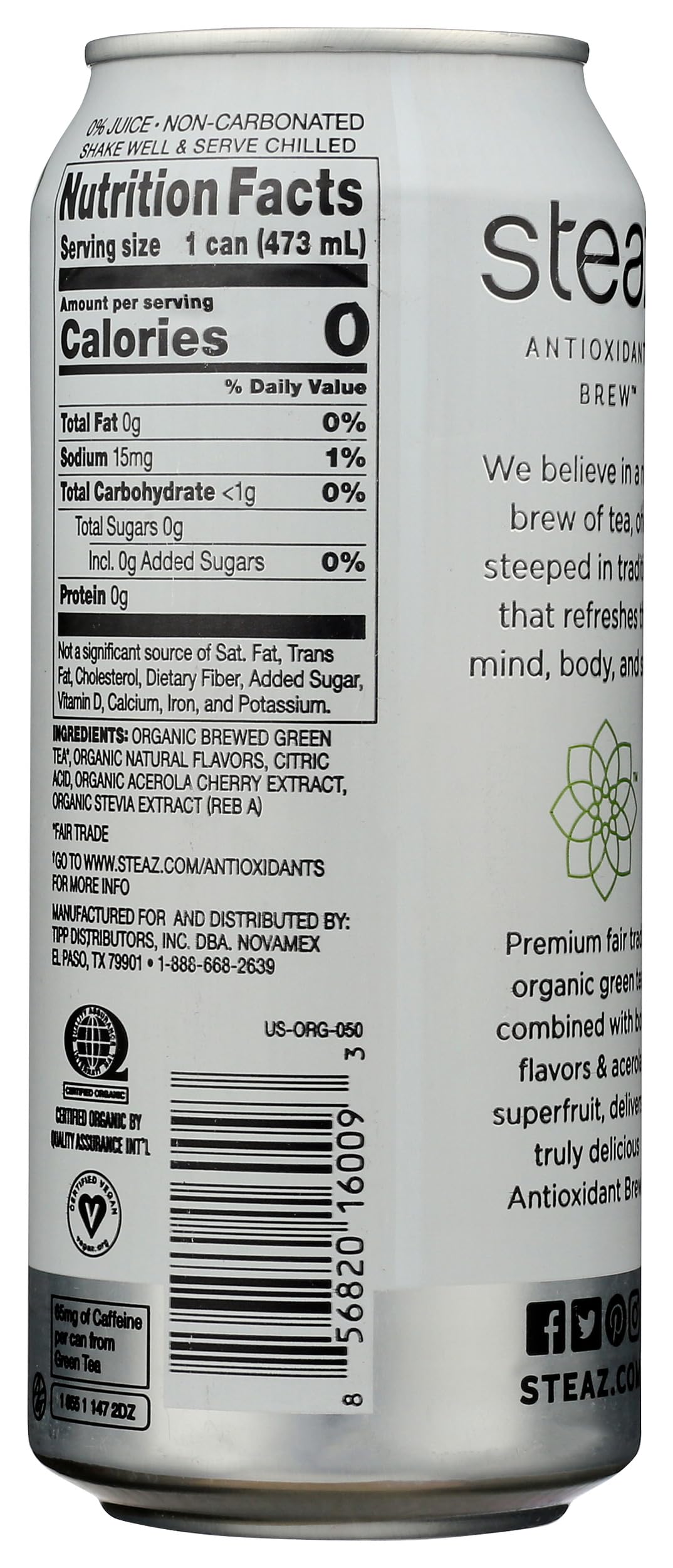 Steaz Green Half / 16 Fl Oz (Pack of 1) / 4 Iced Tea