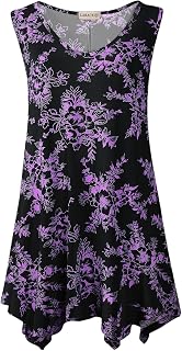 Sleeveless Tunic Tops for Women Plus Size V Neck Flowy Tanks