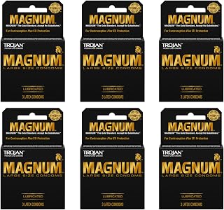 TROJAN Magnum Lubricated Latex Condoms-3 ct (Quantity of 6)