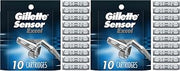 Gillette Sensor Excel Men's Razor Blade Refills, 10 Count (Pack of 2)